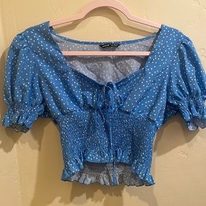 Light blue polka dotted babydoll blouse 🤍